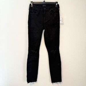 Mother Looker Ankle Fray Guilty As Sin Black Jeans Size 24 NWT